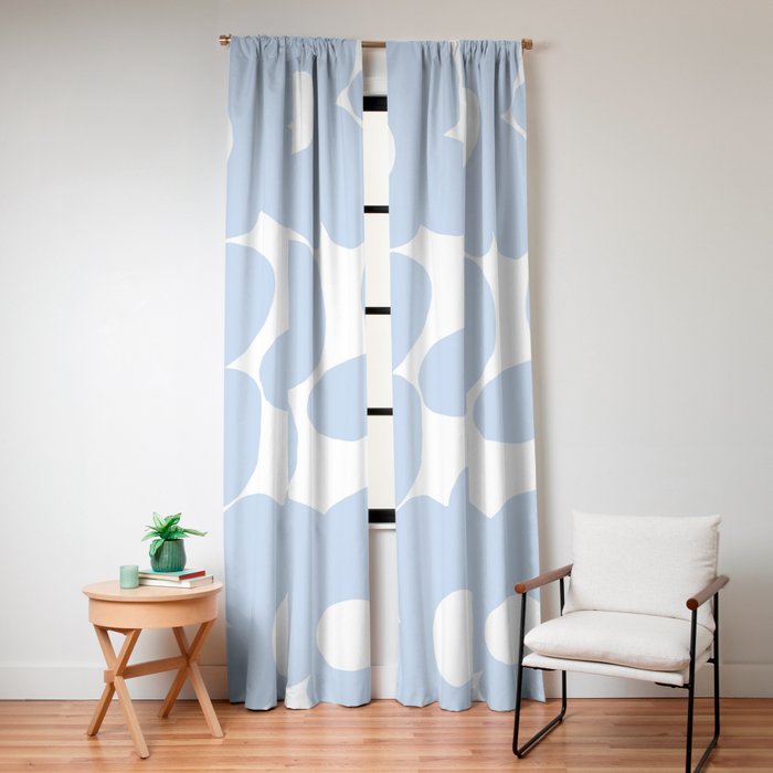 Large Baby Blue Retro Flowers White Background #decor #society6 #buyart Window Curtain Gallery Image 4