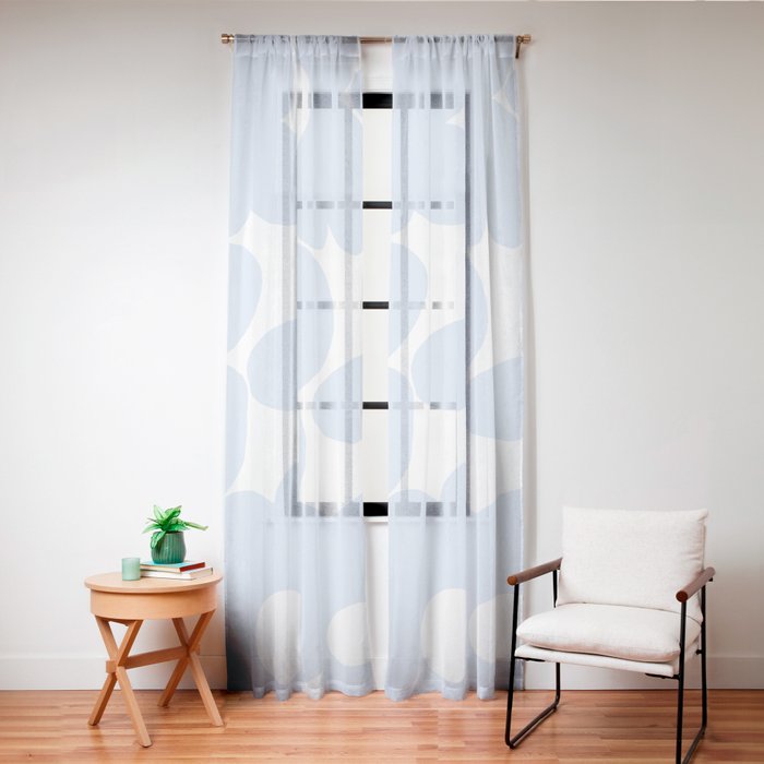 Large Baby Blue Retro Flowers White Background #decor #society6 #buyart Window Curtain Gallery Image 20