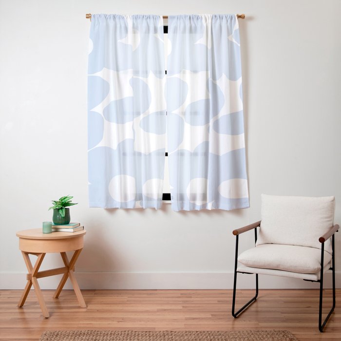 Large Baby Blue Retro Flowers White Background #decor #society6 #buyart Window Curtain Gallery Image 15