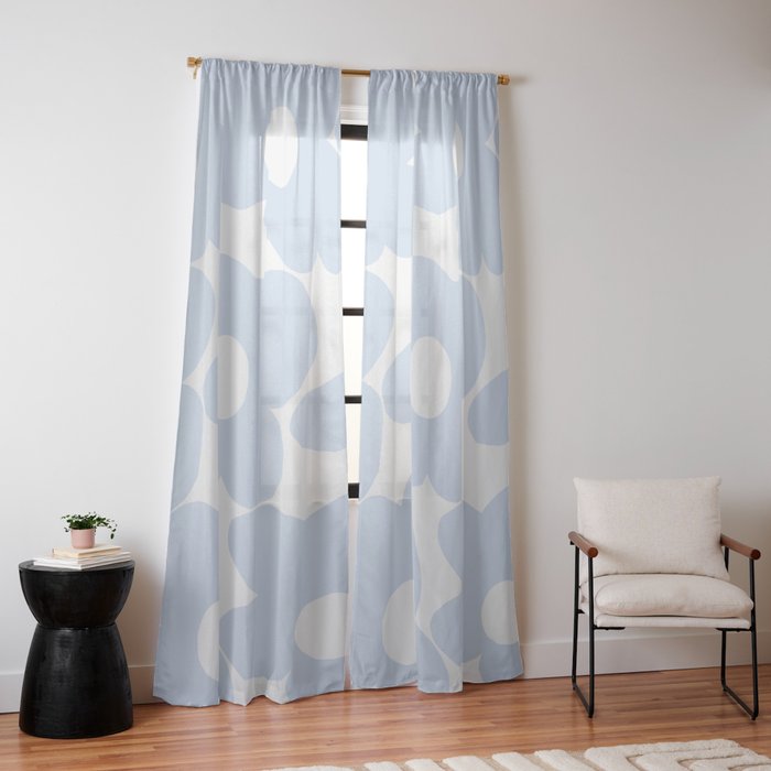 Large Baby Blue Retro Flowers White Background #decor #society6 #buyart Window Curtain Gallery Image 14