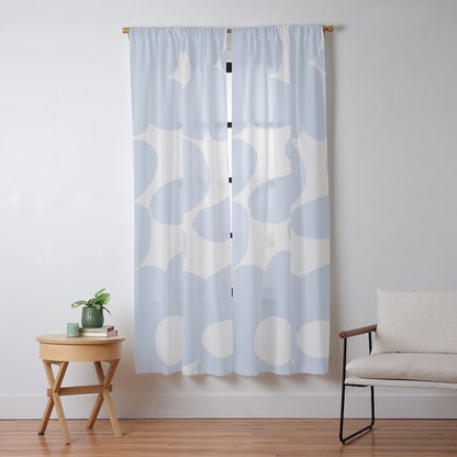 Large Baby Blue Retro Flowers White Background #decor #society6 #buyart Window Curtain Gallery Image 13