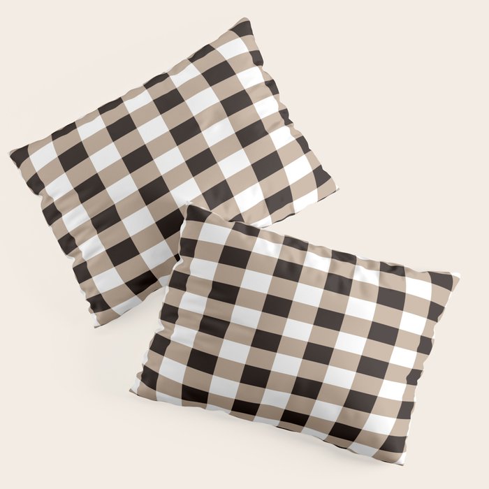 Gingham Large Tan Black White Pillow Sham Gallery Image 3