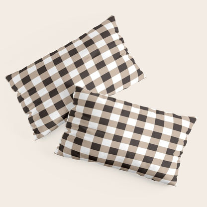 Gingham Large Tan Black White Pillow Sham Gallery Image 4