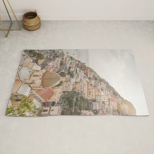 Positano Bliss Photo | Amalfi Coast Mountain Landscape In Pastel Color Art Print | Italy Travel Photography Rug Gallery Image 2