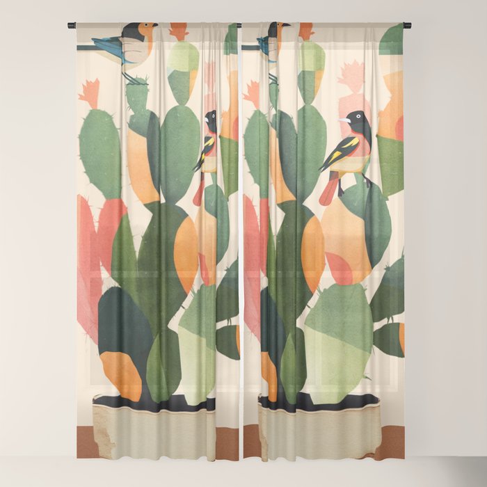 Cactus & Birds 1 Window Curtain Gallery Image 22