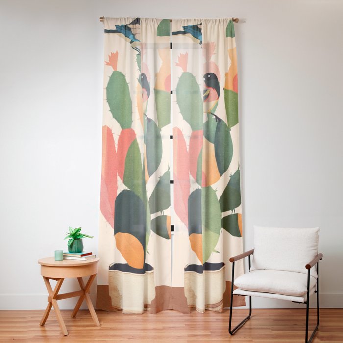 Cactus & Birds 1 Window Curtain Gallery Image 16