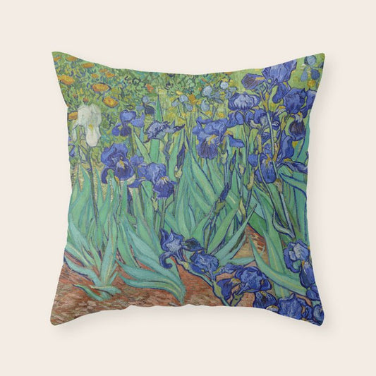 Iris (1889) by Vincent Van Gogh. Original from the J. Paul Getty Museum. Throw Pillow Gallery Image 1