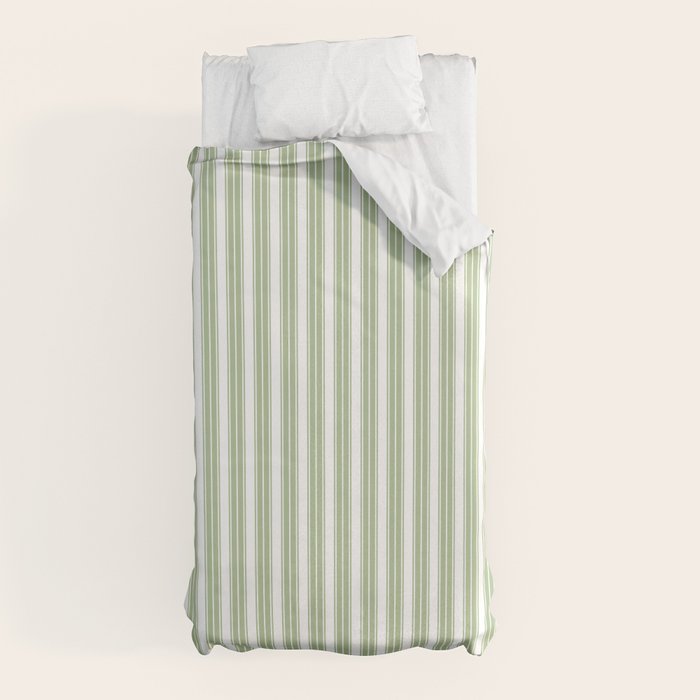 Vintage Cabana Stripe Pastel Sage Mint Green Retro Boho Coastal Beach Vibe Duvet Cover Gallery Image 10