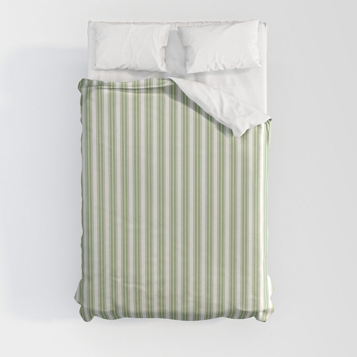 Vintage Cabana Stripe Pastel Sage Mint Green Retro Boho Coastal Beach Vibe Duvet Cover Gallery Image 8