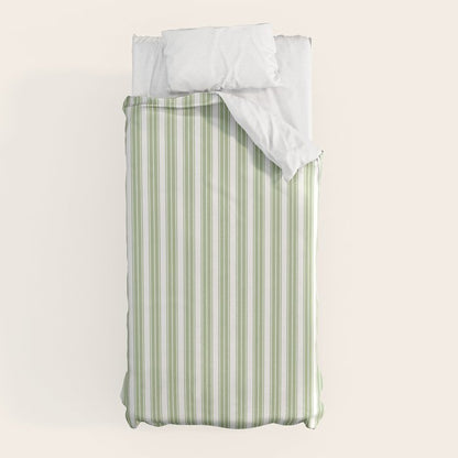 Vintage Cabana Stripe Pastel Sage Mint Green Retro Boho Coastal Beach Vibe Duvet Cover Gallery Image 5