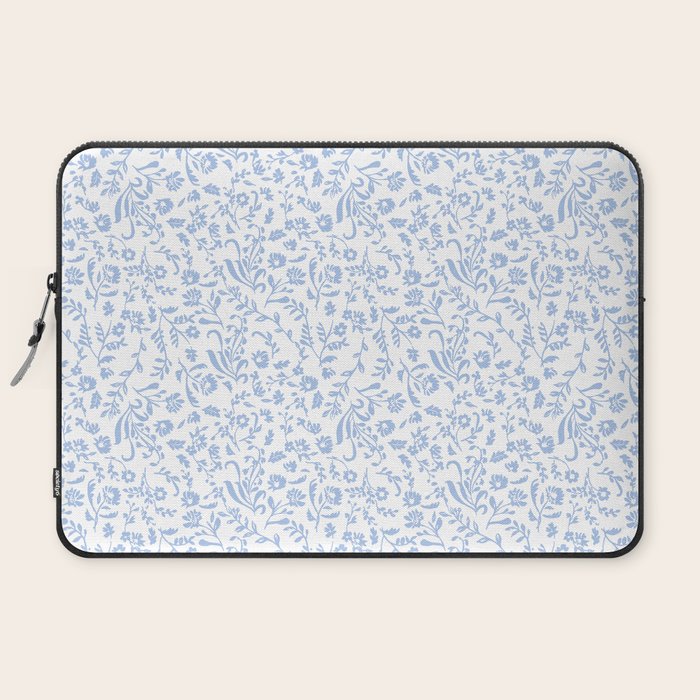 Ditsy Toile Floral Blue and White Laptop Sleeve Gallery Image 2