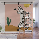 Jazzy Wild Cat, Dancing Leopard Animals Pets, Wildlife Bengal Cats Exotic, Cheetah Jungle Pastel Whimsical, Quirky Bohemian Modern Eclectic Wall Mural Gallery Image 1