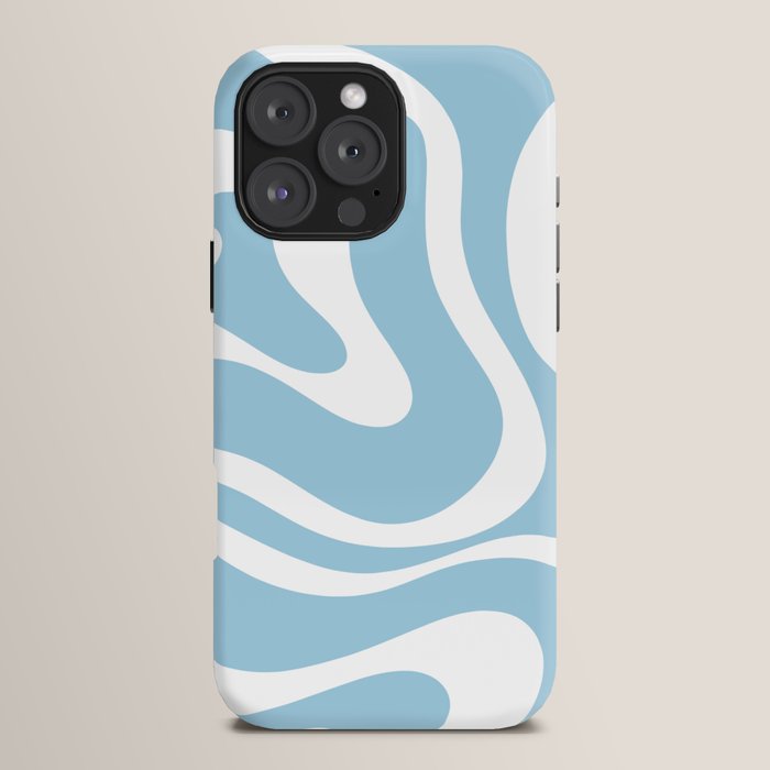 Retro Modern Liquid Swirl Abstract Pattern in Baby Blue and White iPhone Case Gallery Image 16
