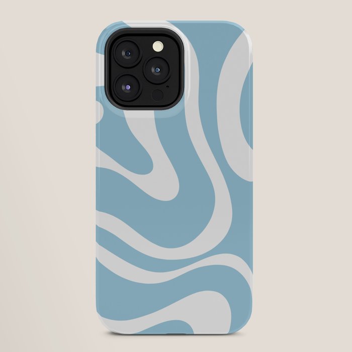 Retro Modern Liquid Swirl Abstract Pattern in Baby Blue and White iPhone Case Gallery Image 28