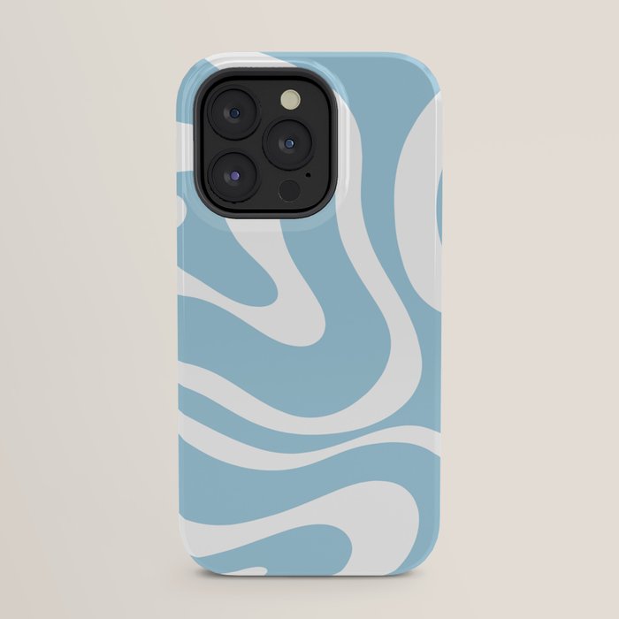 Retro Modern Liquid Swirl Abstract Pattern in Baby Blue and White iPhone Case Gallery Image 23