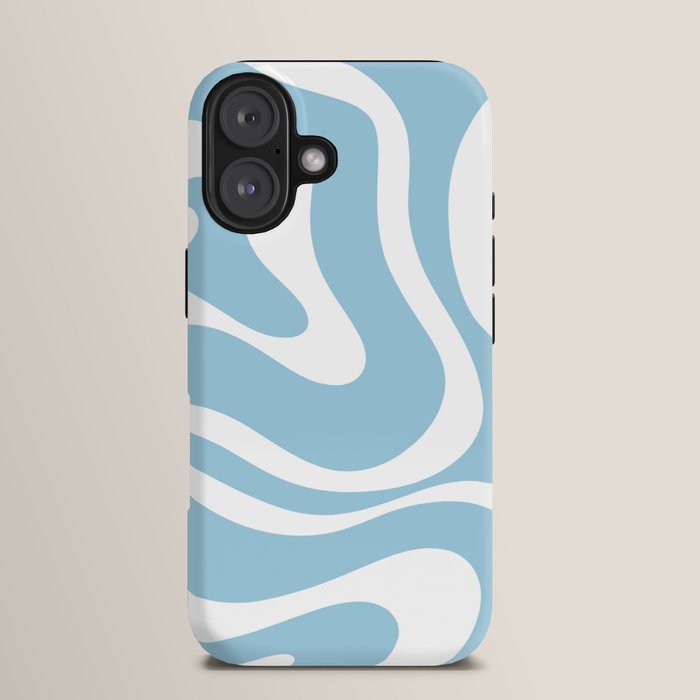 Retro Modern Liquid Swirl Abstract Pattern in Baby Blue and White iPhone Case Gallery Image 13