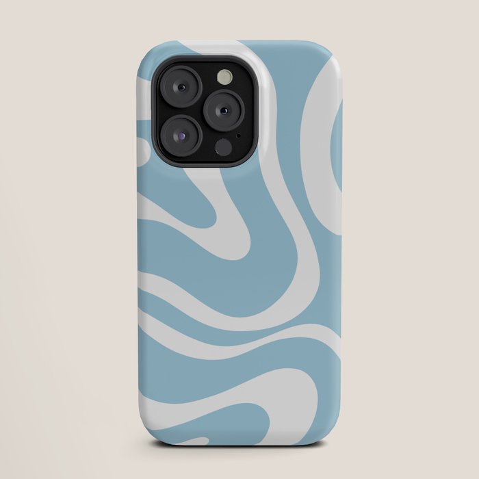 Retro Modern Liquid Swirl Abstract Pattern in Baby Blue and White iPhone Case Gallery Image 19