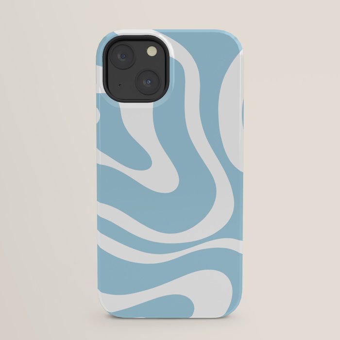 Retro Modern Liquid Swirl Abstract Pattern in Baby Blue and White iPhone Case Gallery Image 21