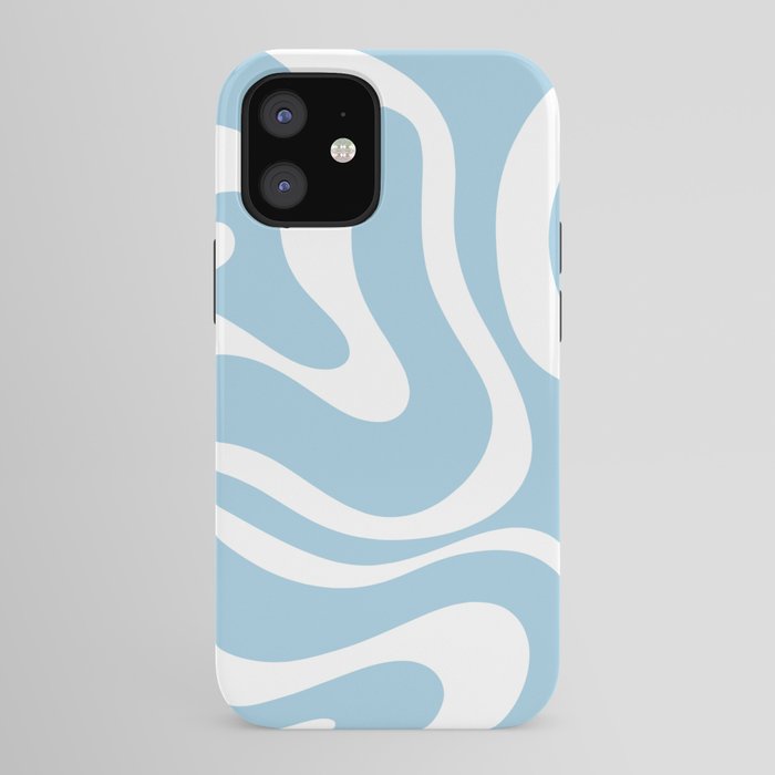 Retro Modern Liquid Swirl Abstract Pattern in Baby Blue and White iPhone Case Gallery Image 41