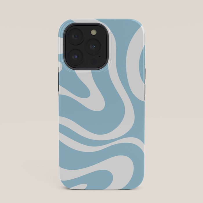 Retro Modern Liquid Swirl Abstract Pattern in Baby Blue and White iPhone Case Gallery Image 35