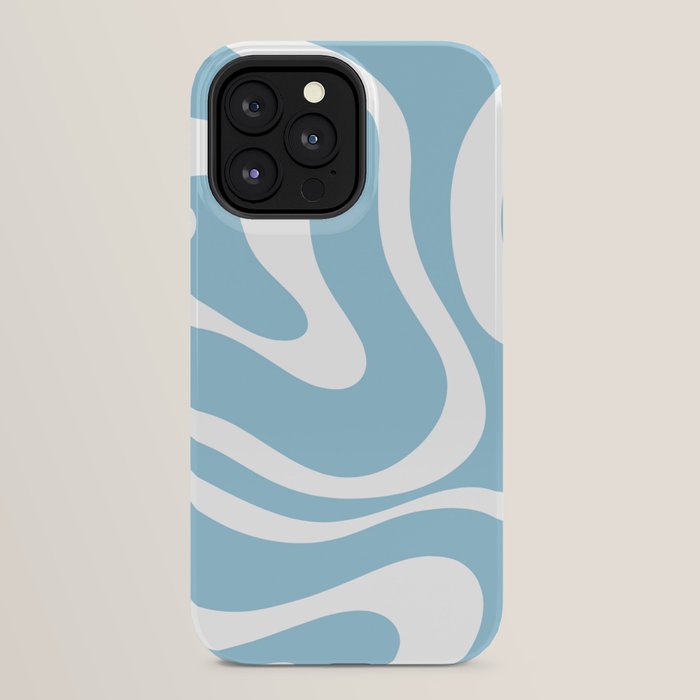 Retro Modern Liquid Swirl Abstract Pattern in Baby Blue and White iPhone Case Gallery Image 24