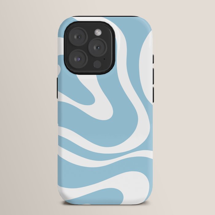 Retro Modern Liquid Swirl Abstract Pattern in Baby Blue and White iPhone Case Gallery Image 15