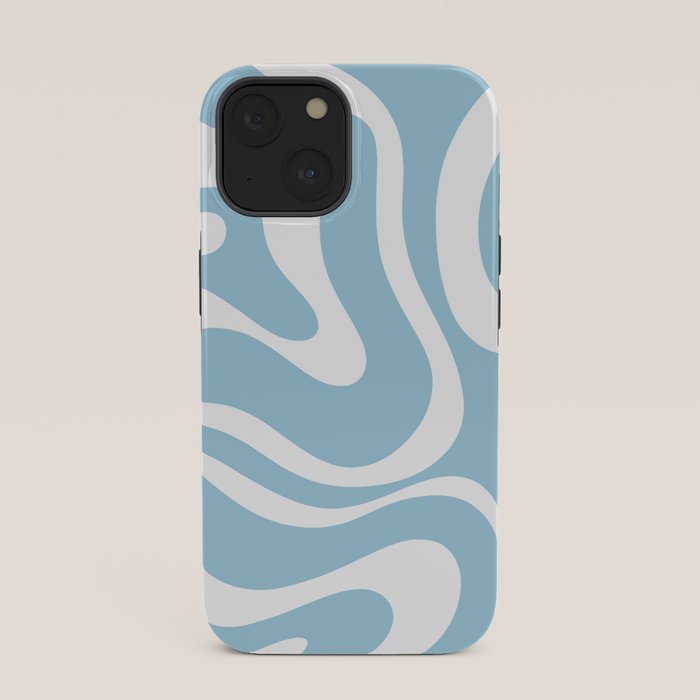 Retro Modern Liquid Swirl Abstract Pattern in Baby Blue and White iPhone Case Gallery Image 33