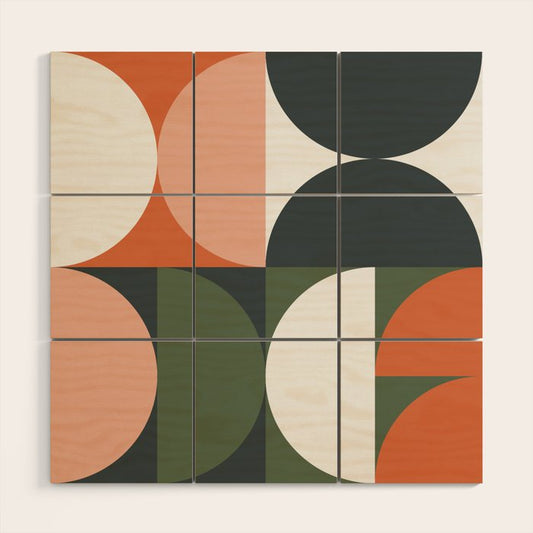 Mid Century Geometric 15 Wood Wall Art Gallery Image 2