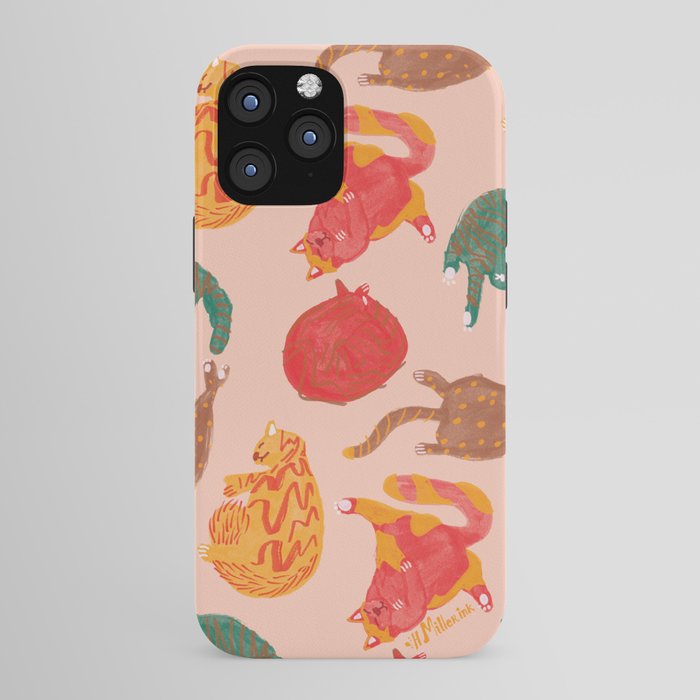 Sleepy Cozy Kitty Cats in Green & Orange iPhone Case Gallery Image 43