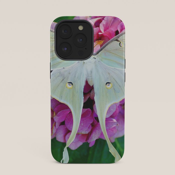 Luna Moth On Pink Hydrangea Nature Art iPhone Case Gallery Image 35