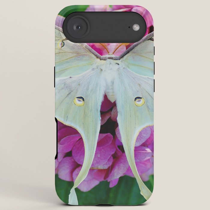 Luna Moth On Pink Hydrangea Nature Art iPhone Case Gallery Image 6
