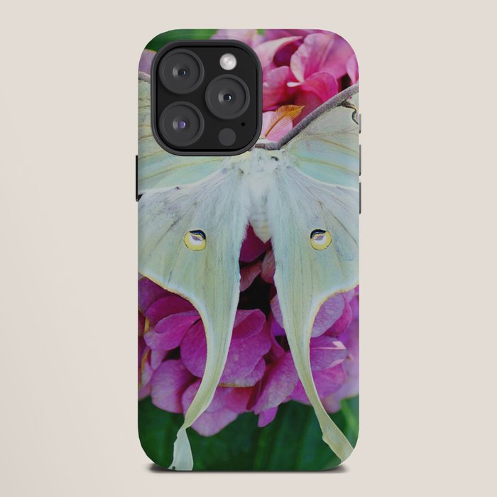 Luna Moth On Pink Hydrangea Nature Art iPhone Case Gallery Image 12