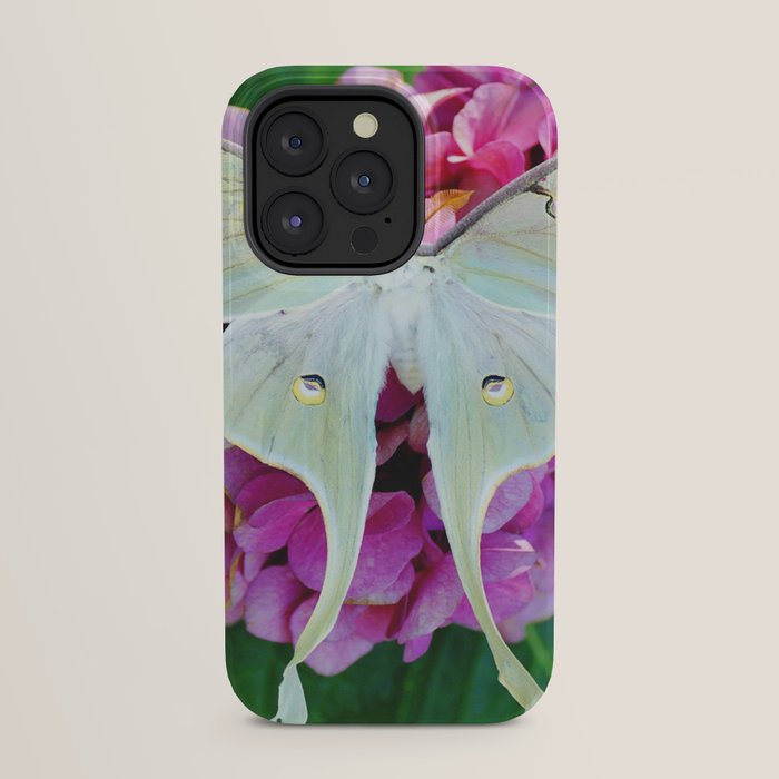 Luna Moth On Pink Hydrangea Nature Art iPhone Case Gallery Image 31