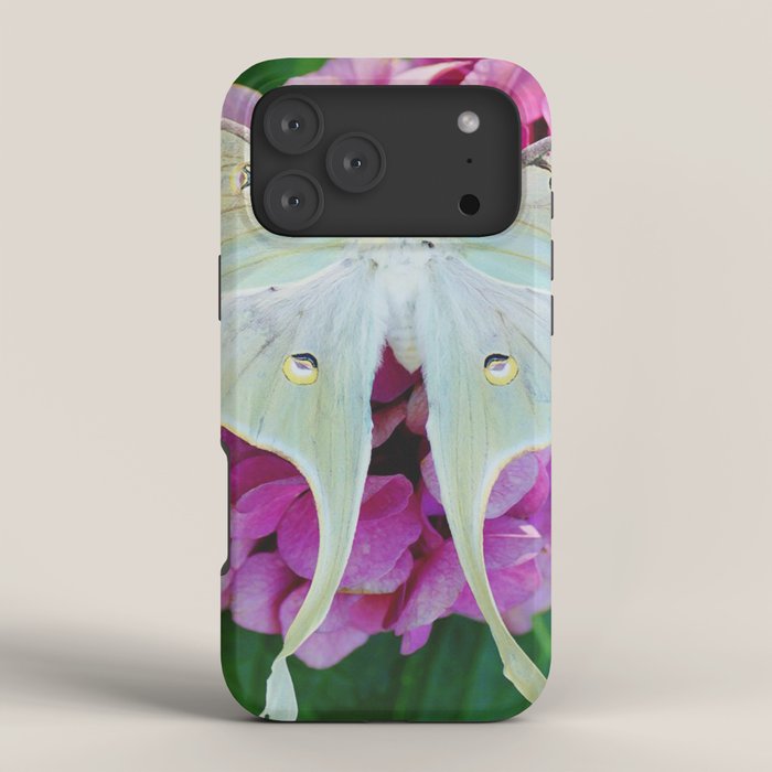 Luna Moth On Pink Hydrangea Nature Art iPhone Case Gallery Image 4