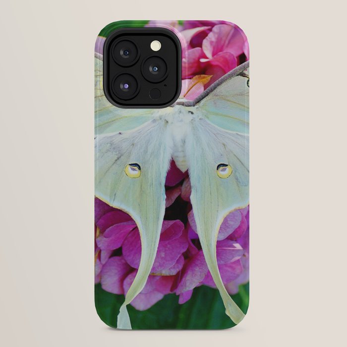 Luna Moth On Pink Hydrangea Nature Art iPhone Case Gallery Image 24