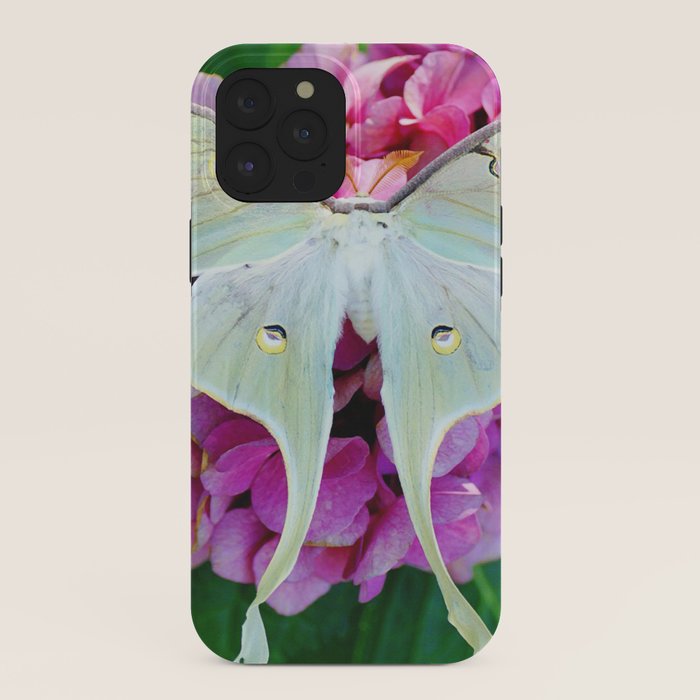 Luna Moth On Pink Hydrangea Nature Art iPhone Case Gallery Image 40