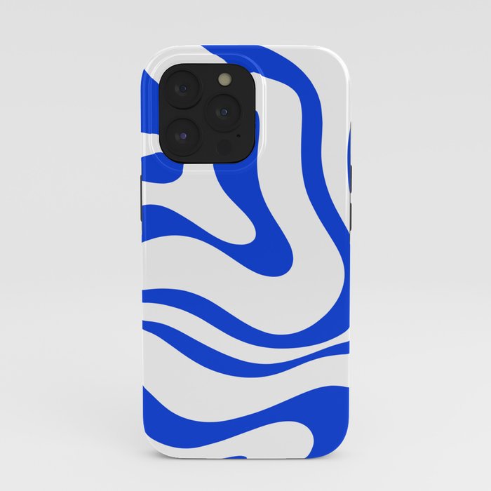 Retro Modern Liquid Swirl Abstract Pattern in Royal Blue and White iPhone Case Gallery Image 39