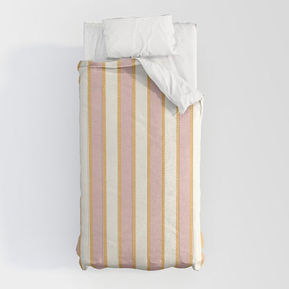 Pastel Pink And Gold Braid Cabana Stripes On Off-White Cream Vintage Aesthetic Comforter Gallery Image 5