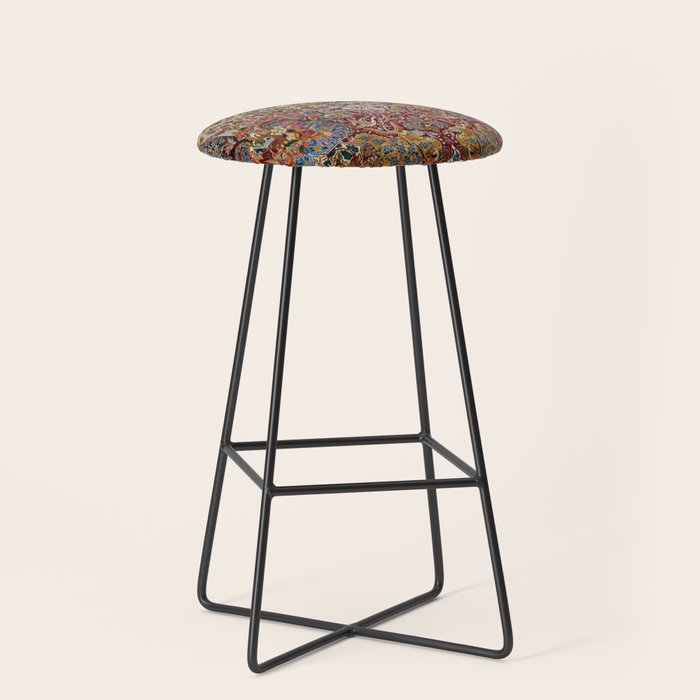 Enchanting Antique Nature Kashmar Stool Gallery Image 1
