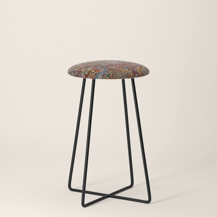 Enchanting Antique Nature Kashmar Stool Gallery Image 3