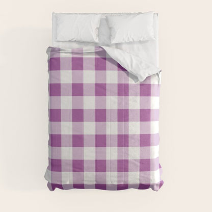 Gingham Large Lavender Amethyst White Comforter Gallery Image 3