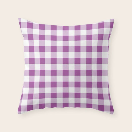 Gingham Large Lavender Amethyst White Throw Pillow Gallery Image 2
