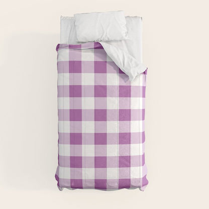 Gingham Large Lavender Amethyst White Comforter Gallery Image 9