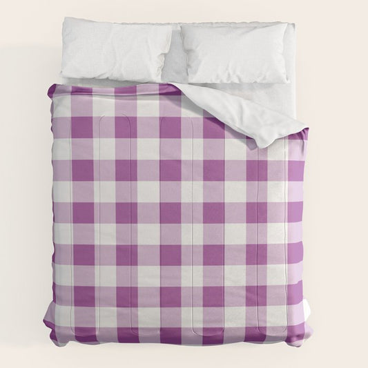Gingham Large Lavender Amethyst White Comforter Gallery Image 2