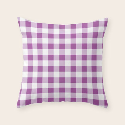Gingham Large Lavender Amethyst White Throw Pillow Gallery Image 6