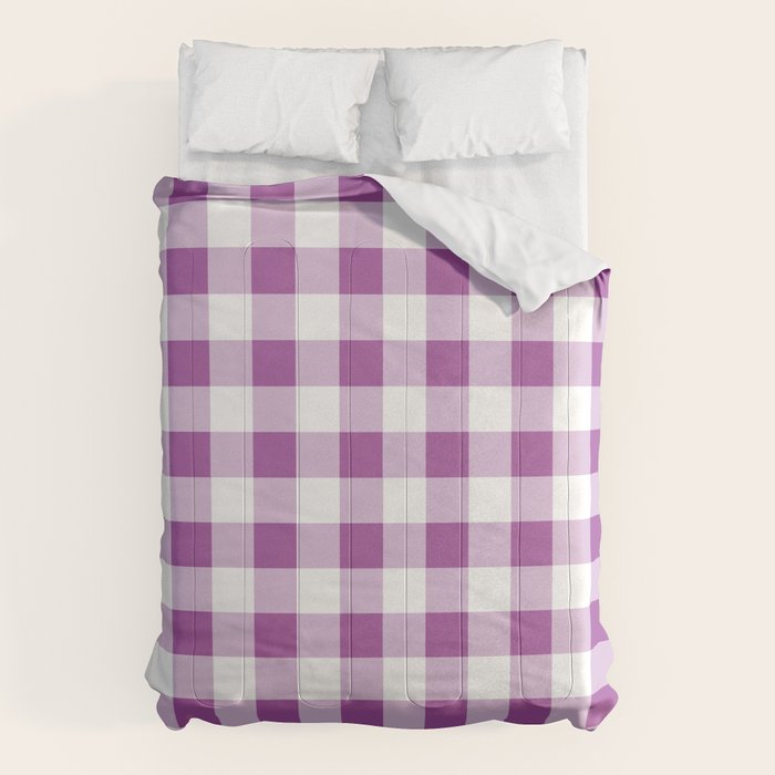Gingham Large Lavender Amethyst White Comforter Gallery Image 6