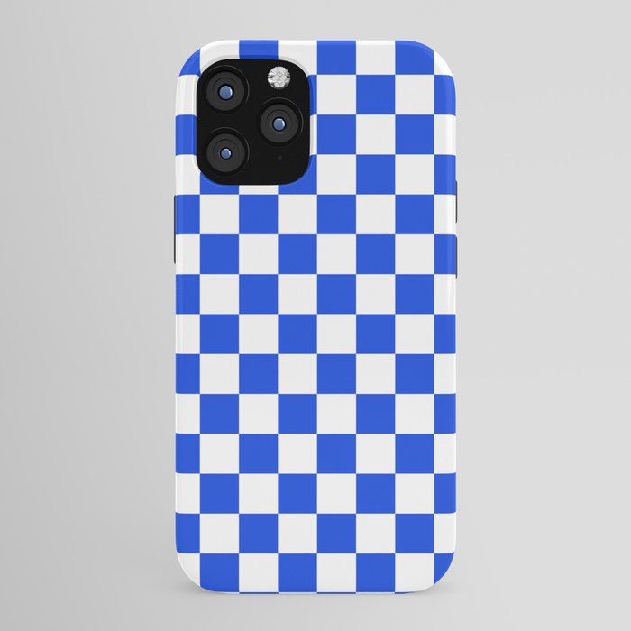 Checkerboard Check Checkered Pattern in Royal Blue and White iPhone Case Gallery Image 43