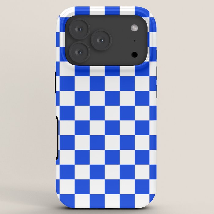 Checkerboard Check Checkered Pattern in Royal Blue and White iPhone Case Gallery Image 7