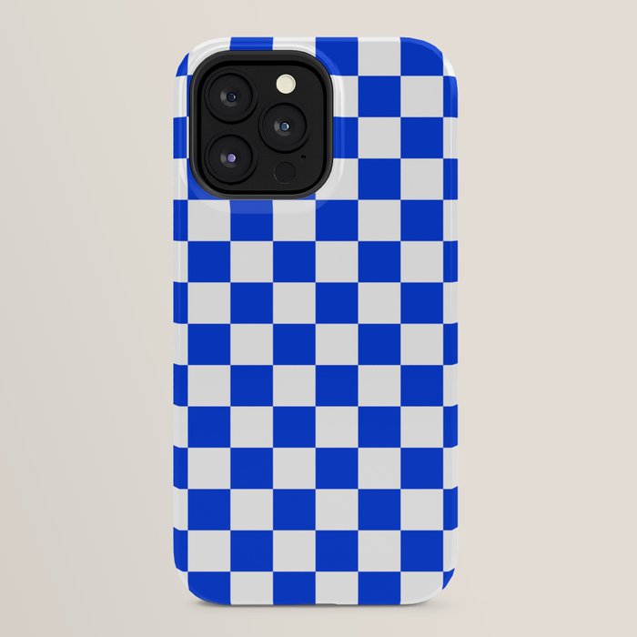 Checkerboard Check Checkered Pattern in Royal Blue and White iPhone Case Gallery Image 24