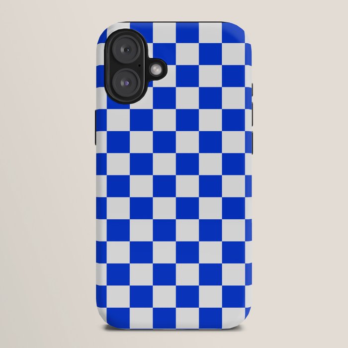 Checkerboard Check Checkered Pattern in Royal Blue and White iPhone Case Gallery Image 10